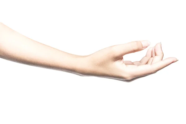 Hand open and ready to help or receive. Gesture isolated on whit — Stock Photo, Image