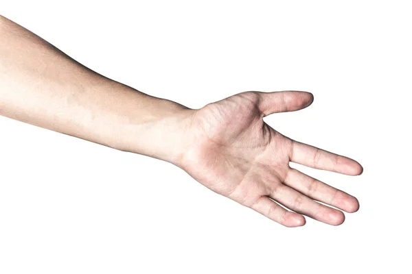 Hand offen und bereit zu helfen oder zu empfangen. Geste an Pfingsten isoliert — Stockfoto