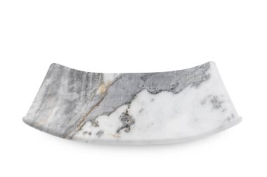 Beyaz arka planda izole edilmiş mermer kare plaka.