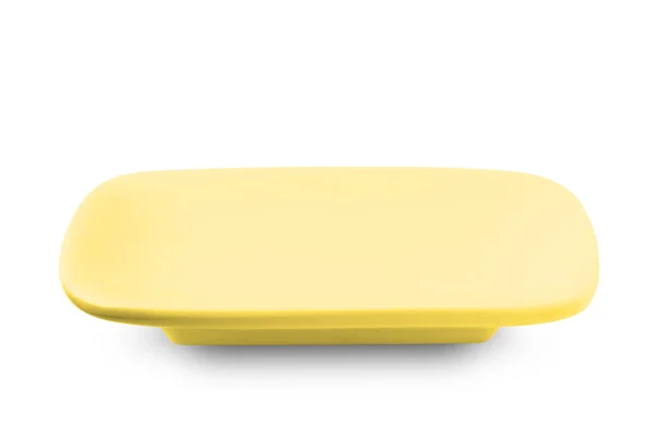 Placa quadrada amarela isolada no fundo branco . — Fotografia de Stock