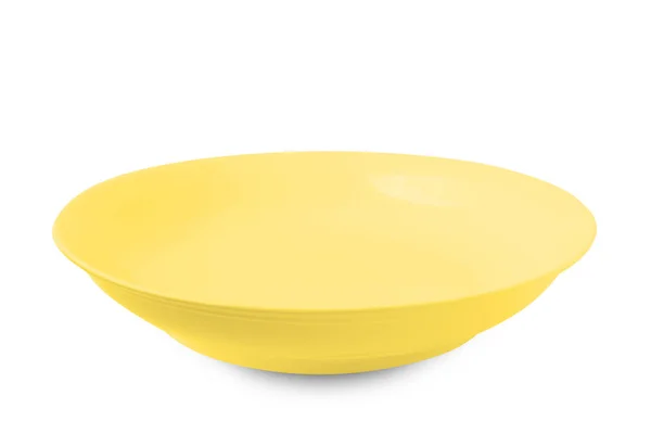 Жовта тарілка ізольована на білому фоні . — стокове фото