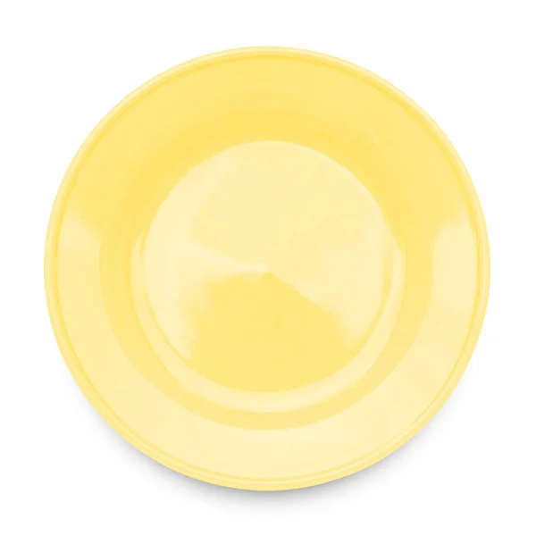 Beyaz arka plan üzerinde izole sarı tabak. — Stok fotoğraf