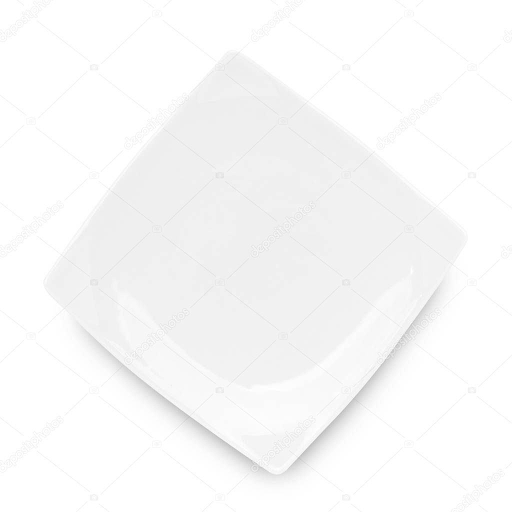 Square plate isolated on white background.