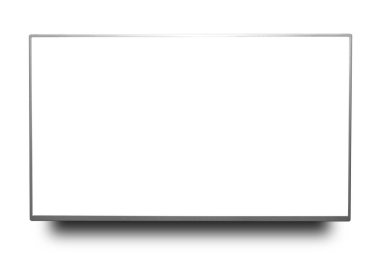 Gümüş 4k monitör veya televizyon beyaz arka plan üzerinde izole.