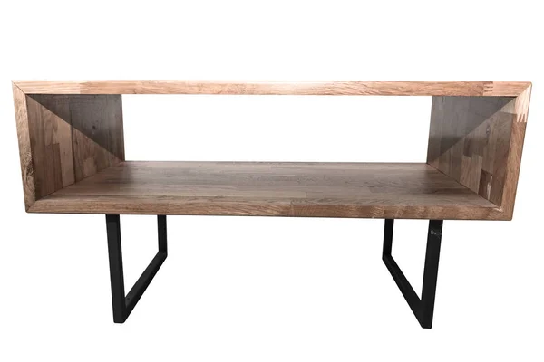 Fehér alapon izolált barna asztal — Stock Fotó