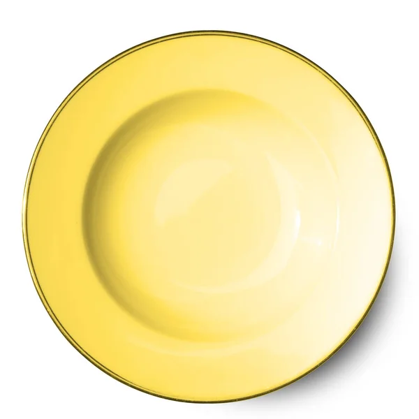 Beyaz arka plan üzerinde izole sarı tabak. — Stok fotoğraf