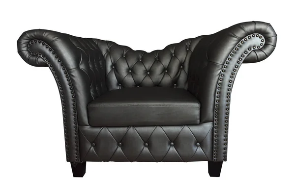Schwarzes Sofa isoliert auf weißem Hintergrund — Stockfoto