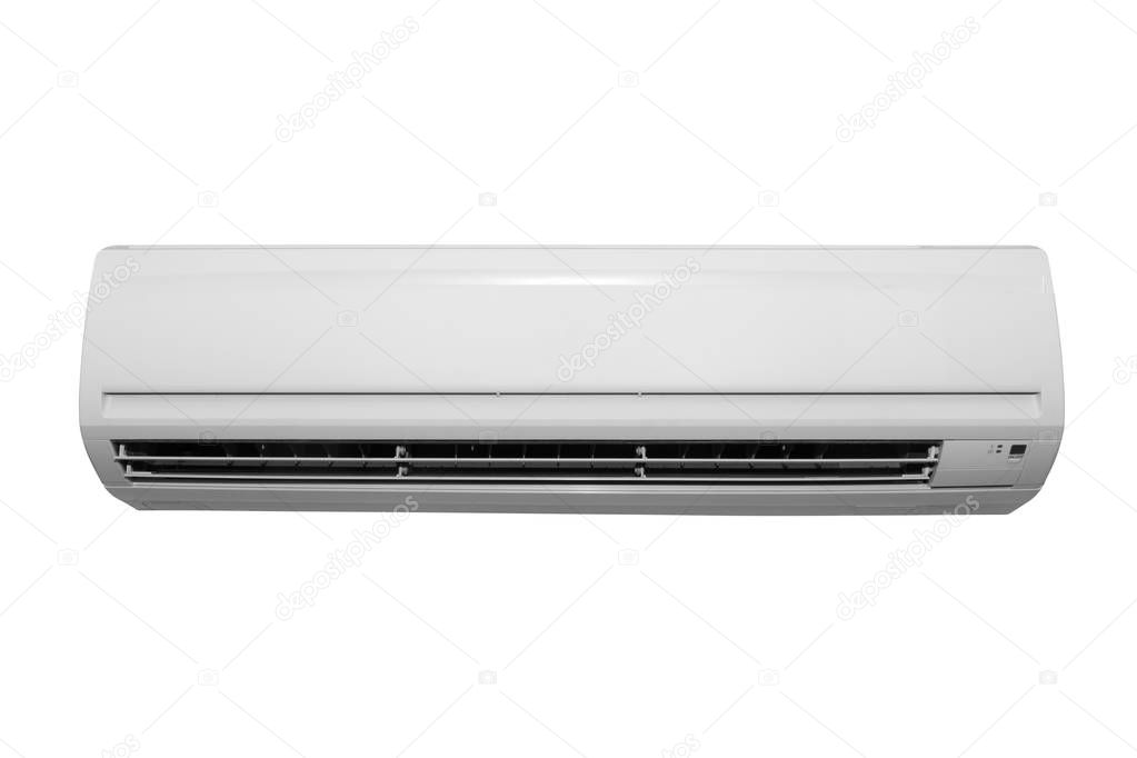 White air conditioner machine isolated on white background.