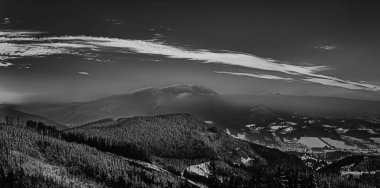 Morning winter panoramic view of the Beskids Mountains/Czech Republic/