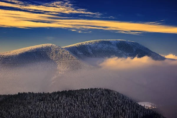 View to a winter landscape Beskydy mountains / Czech Republic/