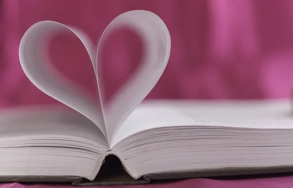 Ouvrir Livre Avec Une Forme Coeur Partir Des Pages Livre — Photo