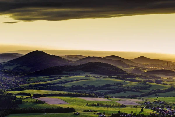 Blick Auf Die Landschaft Bei Sonnenuntergang Tschechische Republik — Stockfoto