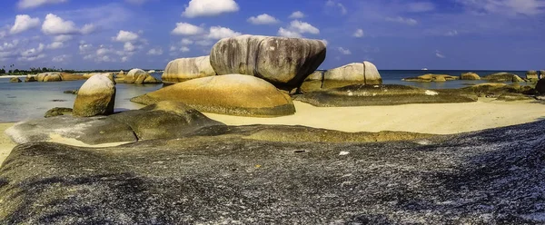Panoramic View Group Big Stones Tanjung Tinggi Beach Island Belitung — Stockfoto