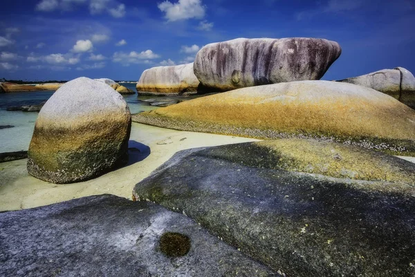 Vista Grupo Piedras Grandes Playa Tanjung Tinggi Desde Isla Belitung — Foto de Stock