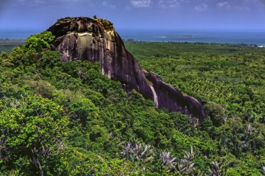 View from the top of a large stone Bagindi the surrounding landscape / Belitung-Indonesia /