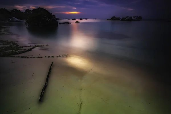 Abendlandschaft Strand Mit Blick Auf Die Untergehende Sonne — Stockfoto