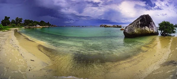 Vista Panorámica Playa Tanjung Tinggi Belitung Después Tormenta — Foto de Stock