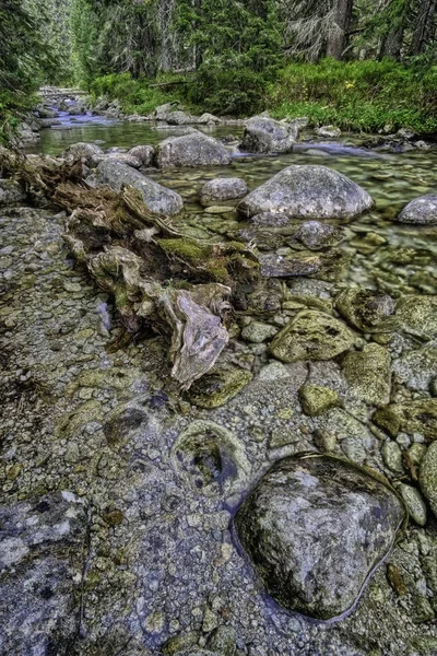 Тече гірський струмок з камінням — стокове фото