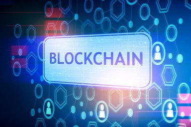 Yaratıcı dijital blockchain arka plan. Cryptocurrency ve sanal ödeme kavramı. 3D render 