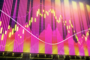 Yaratıcı parlayan forex grafik zemin. Yatırım, finans ve ticaret kavramı. 3D render 