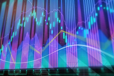 Parlayan forex grafik arka plan. Yatırım, finans ve ticaret kavramı. 3D render 