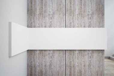 Beton duvar beyaz boş ana başlık. Reklam kavramı. Alay etmek yukarıya, 3d render 