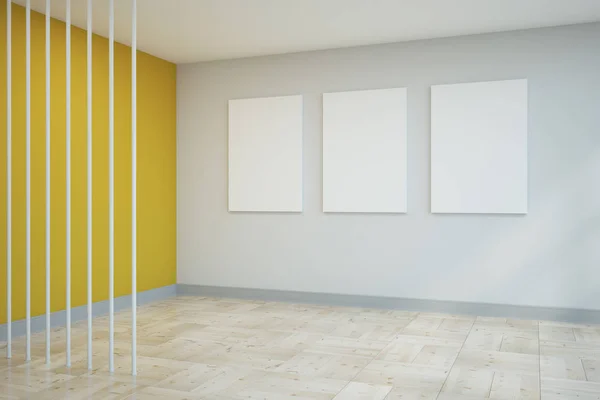 Contemporary Concrete Interior Empty Poster Sunlight Style Gallery Concept Mock — Stock Photo, Image