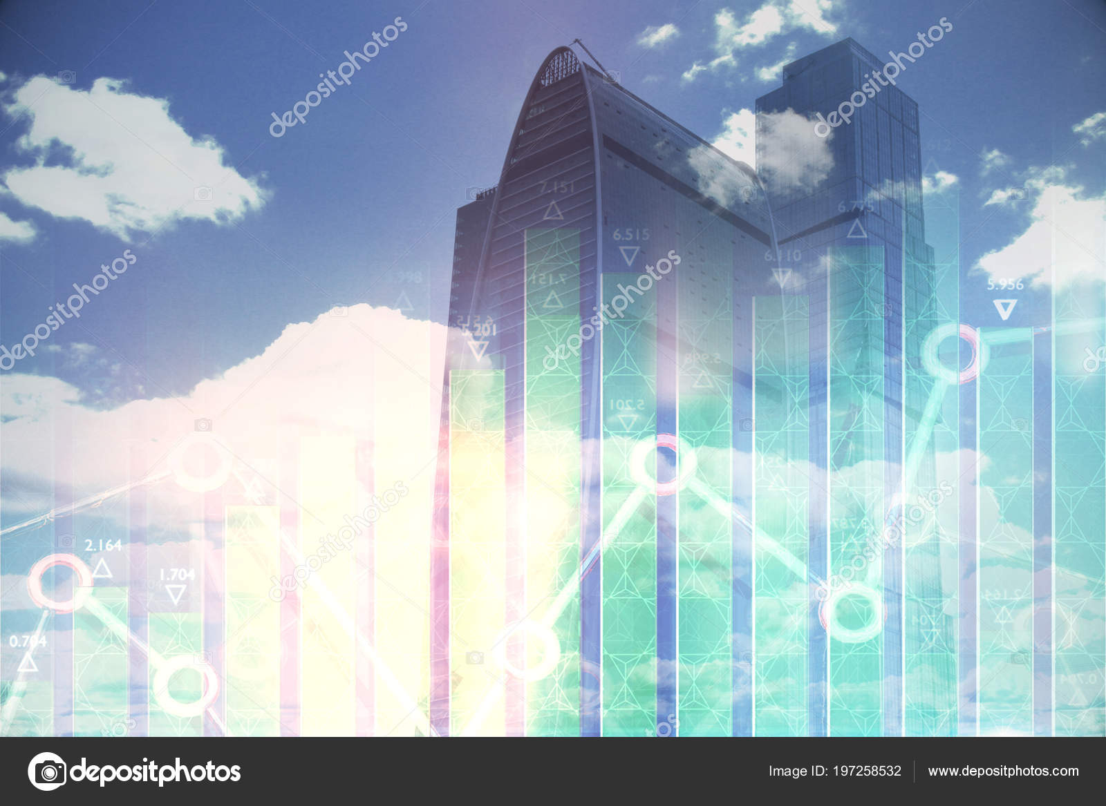 Graphique Forex Moderne Sur Fond Ville Lumineux Concept - 