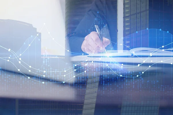 Gluhende Forex Chart Auf Stadt Hintergrund Handel Und Investitionen - 