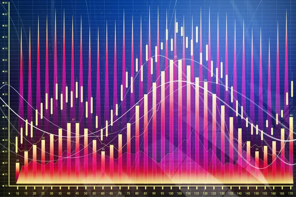 Abstrakta Glödande Färgglada Forex Diagram Konsistens Investeringar Och Handel Koncept — Stockfoto