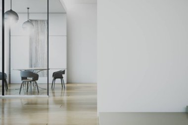 Modern Mutfak Duvar üzerinde gün ışığı ve kopya alanı ile yemek. 3D render 