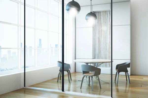 Cocina Lujo Comedor Con Vistas Panorámicas Ciudad Luz Natural Renderizado — Foto de Stock