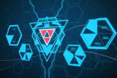 Dijital mavi iş arabirimi doku. Gelecek ve teknoloji kavramı. 3D render 