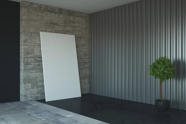 Moderne Ongemeubileerde Interieur Met Advertentieruimte Decoratieve Pot Boom Advertentie Concept — Stockfoto