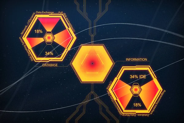 Цифровой Желтый Фон Бизнес Интерфейса Концепция Будущего Анализа Рендеринг — стоковое фото