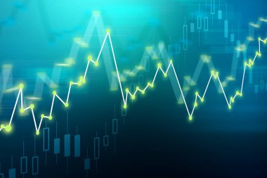 Yaratıcı parlayan forex grafik arka planı. Gelecek ve finans genel kavram. 3D render 