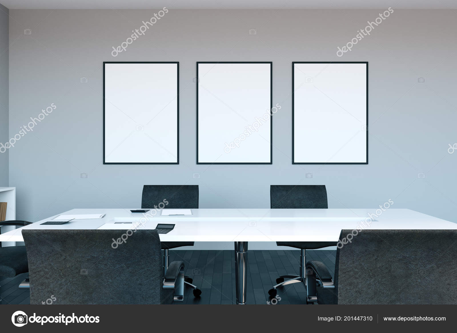 Modern Office Meeting Room Interior Empty Poster Concrete