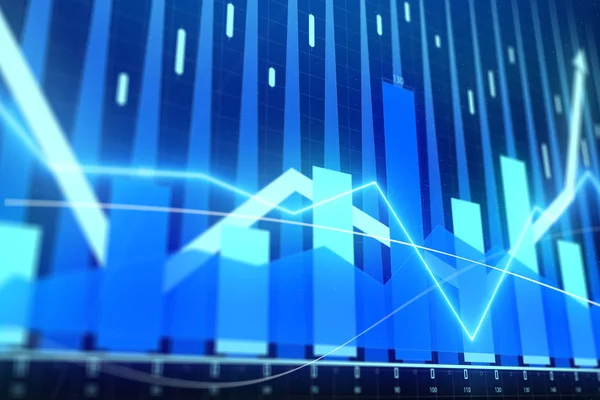 Kreatív Absztrakt Ragyogó Kék Forex Diagram Hátterére Befektetési Pénzügyi Fogalom — Stock Fotó