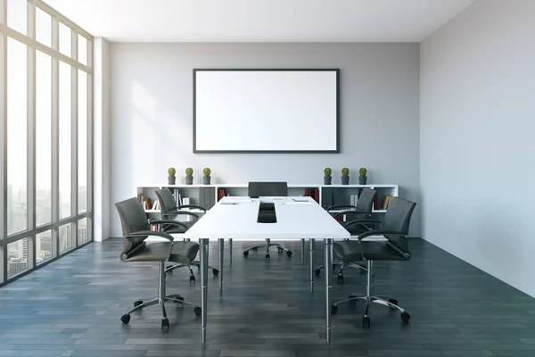 Moderno Interior Sala Reuniões Com Cartaz Vazio Luz Dia Preparem — Fotografia de Stock