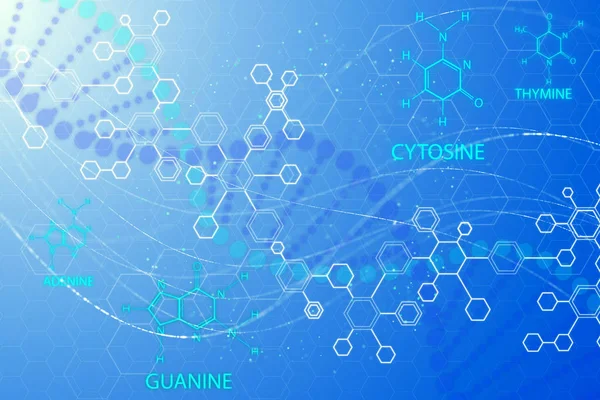 Molekula Szerkezetét Dns Atom Neuronok Konklúziót Tudományos Háttérrel Render — Stock Fotó