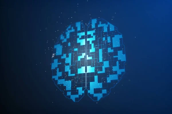 Digitales Menschliches Gehirn Mit Labirint Und Pixeln Auf Abstraktem Dunklem — Stockfoto