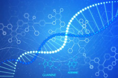 Dna, atom, nöronlar ile molekül yapısı. Bilim arka plan, bilimsel kavram. 3D render