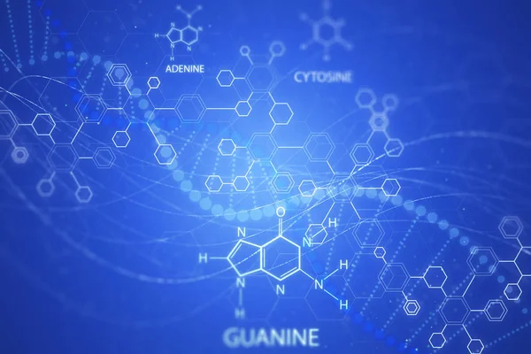 Struttura Del Dna Con Spirale Cromosomica Sfondo Astratto Blu Sfocato — Foto Stock