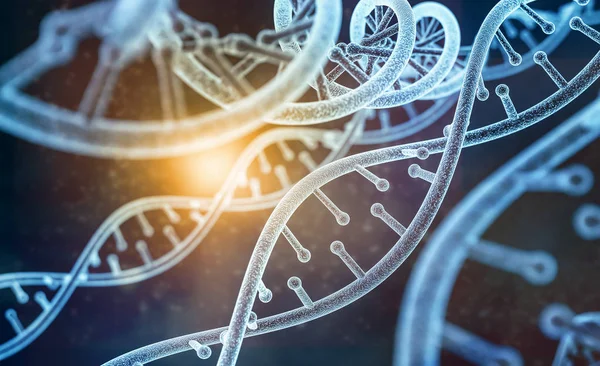 Modell Mänskligt Dna Modell Abstrakt Mörkret Med Ljus Bakgrund Rendering — Stockfoto