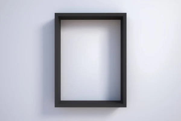 黑色长方形镜框在白色墙壁背景 — 图库照片