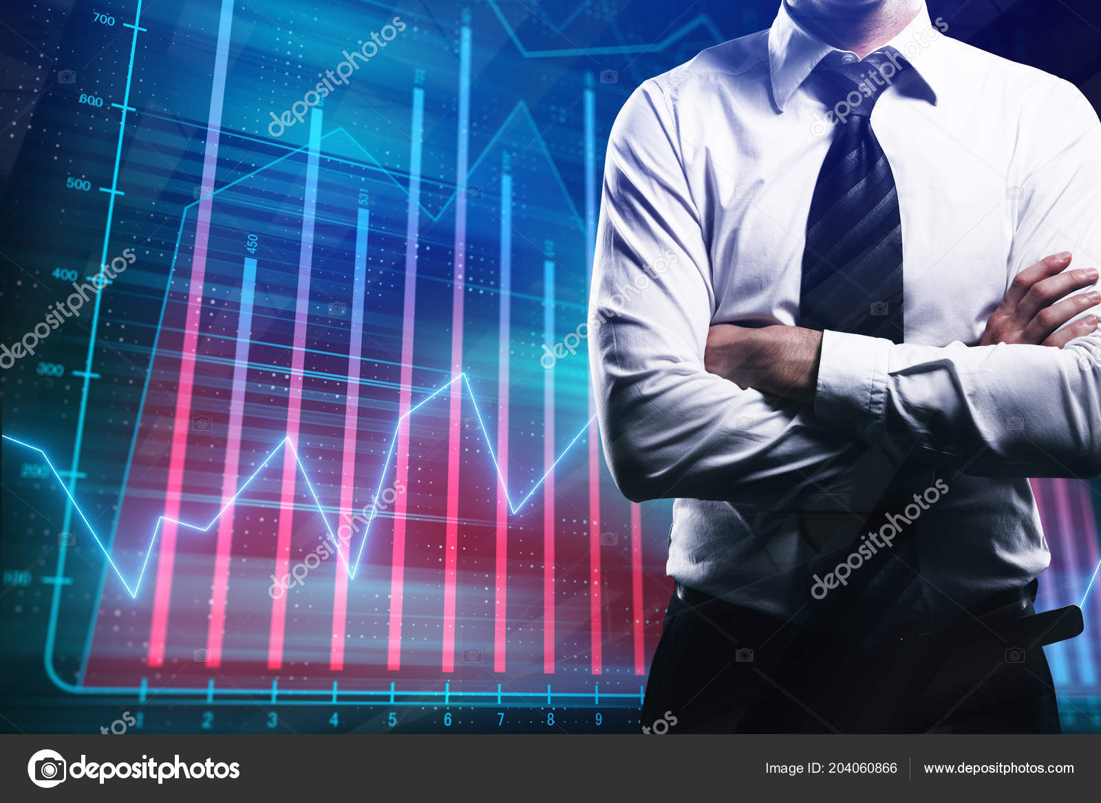 Forex Trading Markt Graphen Und Geschaftsmann Hande Kreuzen - 