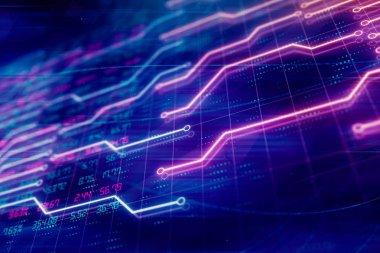 Finansal muhasebe kar Özeti analiz grafikler. 3D render