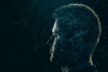 işadamı profil ve soyut geometrik şekil çift pozlama