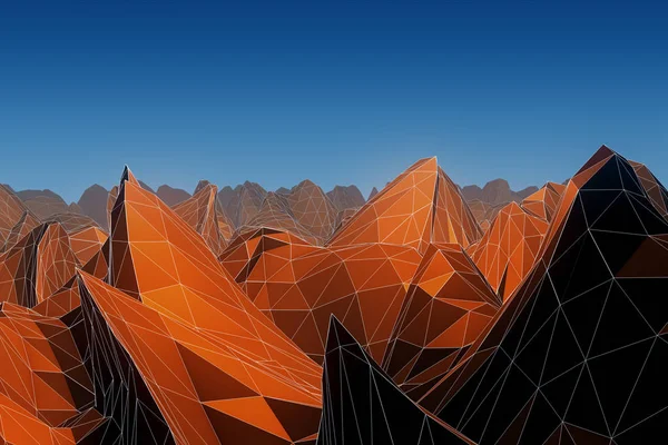 抽象几何丘陵与蓝天背景 — 图库照片
