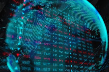 Küre ile yaratıcı forex grafik arka plan. Uluslararası iş ve finans. 3D render 